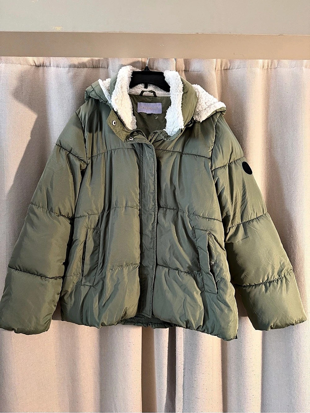 Madden Girl Girls Puffer Jacket Green & White Size Large